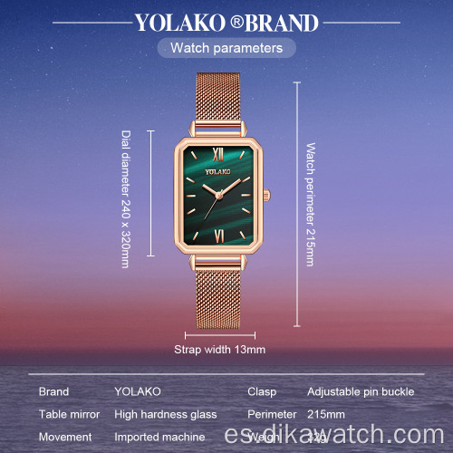 Gran oferta, reloj de pulsera de lujo para mujer, reloj verde cuadrado clásico, reloj de cuarzo a la moda con malla analógica, reloj de acero inoxidable para mujer, Relojes